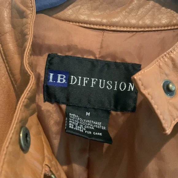 Brown faux leather jacket I. D. Diffusion size medium - Picture 3 of 3